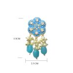 Light Blue Meena Floral Kundan Polki Jhumka - Image 3