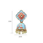 Light Blue Meena Floral Polki Jhumka - Image 3