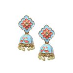 Light Blue Meena Floral Polki Jhumka - Image 2