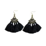 Black Alloy Tassel Golden Boho Earrings - Image 2