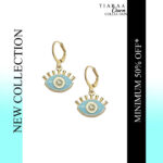 Blue Evil Eye Stone Studded Golden Earrings