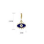 Blue Evil Eye Stone Golden Earrings - Image 3