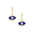 Blue Evil Eye Stone Golden Earrings - Image 2