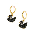 Black Swan Stone Golden Earrings - Image 2