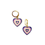 Blue Multicolor Heart Charm Earrings - Image 2