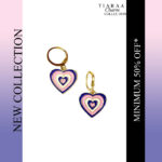 Blue Multicolor Heart Charm Earrings