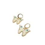 White  Butterfly Evil Eye Drop Golden Earrings - Image 2
