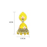 Mustard Meenakari Golden Floral Polki Fashion Earrings - Image 3