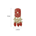 Red Meenakari Polki Jhumka Earrings - Image 2