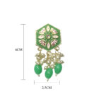Light Green Meenakari Golden Pearl Fashion Earrings - Image 3