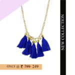 Blue Tassel Alloy Imitation Pearl Necklace