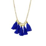 Blue Tassel Alloy Imitation Pearl Necklace - Image 2