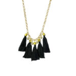 Black Tassel Alloy Imitation Pearl Necklace - Image 2