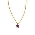 Purple Butterfly Pendant Charm Necklace - Image 2