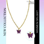 Purple Butterfly Pendant Charm Necklace