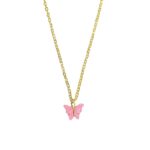 Pink Butterfly Pendant Charm Necklace - Image 2