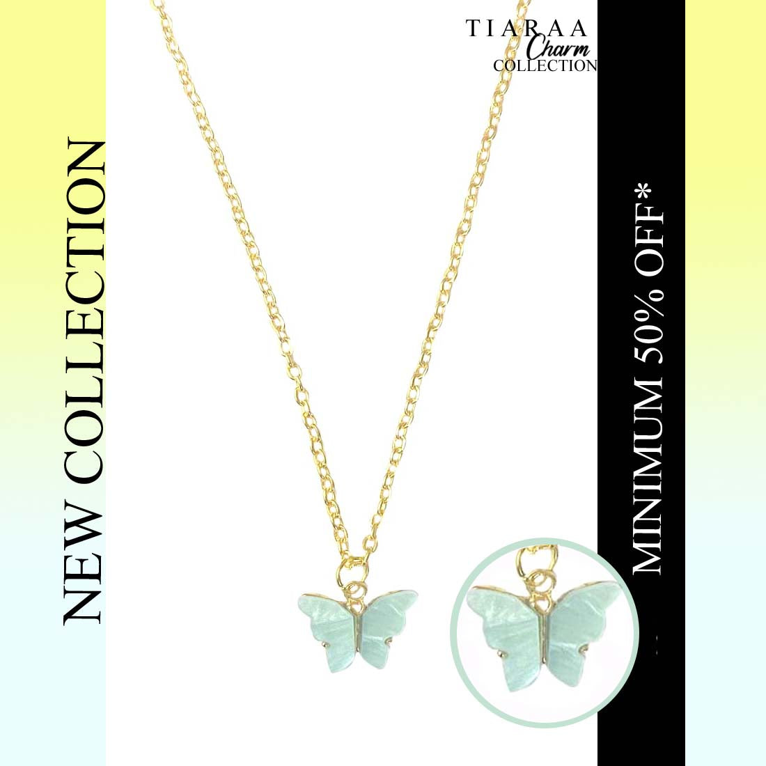 TCN5088copy.jpg Blue Butterfly Pendant Charm Necklace - Image 1