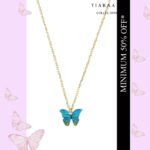 Blue Multi Butterfly Pendant Charm Necklace