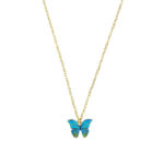 Blue Multi Butterfly Pendant Charm Necklace - Image 2