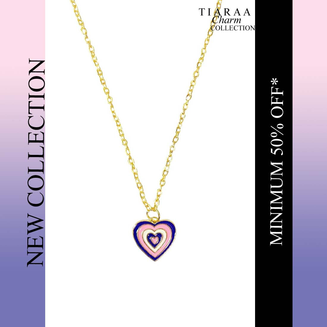TCN5204copy.jpg Blue Multicolor Heart Chain Charm Pendant - Image 1