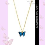 Blue Black Butterfly Charm Pendant