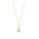 White Evil Eye Drop Golden Charm Pendant - Image 2