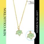 Blue Leaf Pendant Charm Necklace