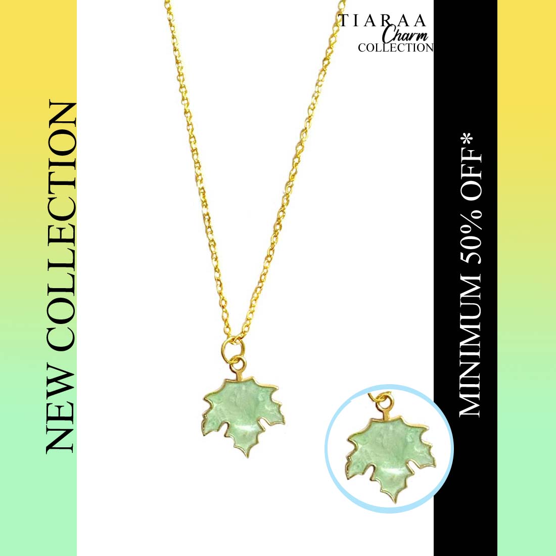TCN5654copy.jpg Blue Leaf Pendant Charm Necklace - Image 1