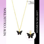 Black Butterfly Pendant Charm Necklace