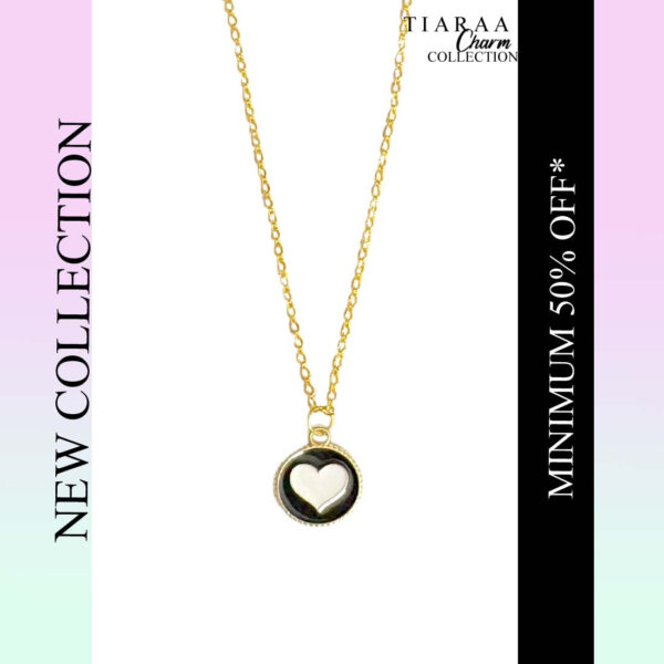 Black & White Heart Chain Charm Pendant