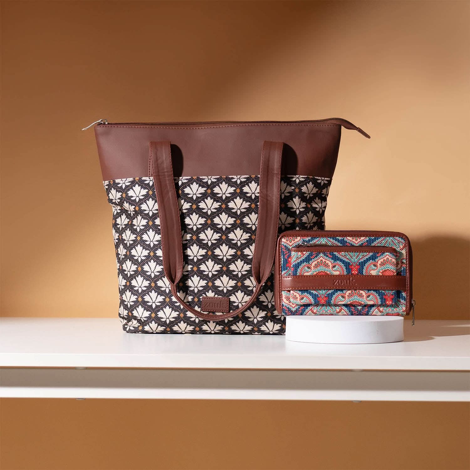 Untitled-1_0000_1x12_0000_Layer31.jpg Bidri Kaiser & Kovil Blue - Everyday Tote Bag & Classic Zipper Wallet Combo - Image 1