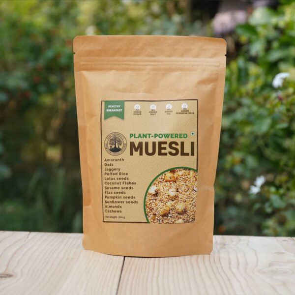 Plant-Powered Muesli (200 g), Sweetened Using Jaggery, Homemade, All Natural, Vegan