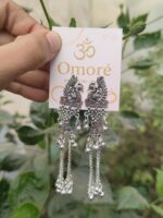 Omoré Silver Oxidized Peacock Dangle Earrings – Handmade, Ethnic, Vegan & Cruelty-Free Jewelry