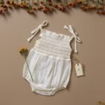 Poshaak Smocked Embroidery Baby Girl Bodysuit - Off-White
