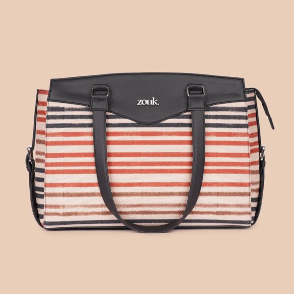 Qutub Stripes & Ikat GreRe - Women's Work Bag & Flap Sling Bag Combo