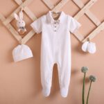 Poshaak Baby Overall Romper Set - Pearl White