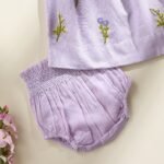 Poshaak Hand Embroidered Gather Top with Underpants - Lavender - Image 2