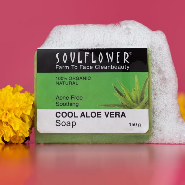 Soulflower Cool Aloe Vera Soap 100g – Natural Vegan Soothing Bathing Bar