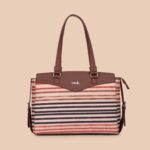 Qutub Stripes Women's Work Bag Brown - Image 3
