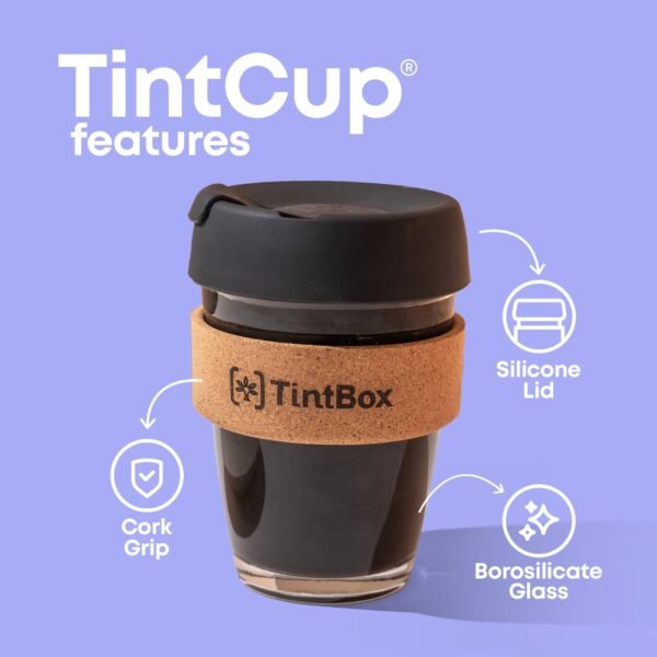 TintCup Borosilicate Glass Coffee Cup (Tumbler) 350 ml with Silicone Lid & Grip, Glass Coffee Mug with lid