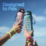 Motivational Borosilicate Glass Water Bottle 1 litre, Glass Sipper Bottle with Straw for Fridge, Office, Gym & Travel - Image 4