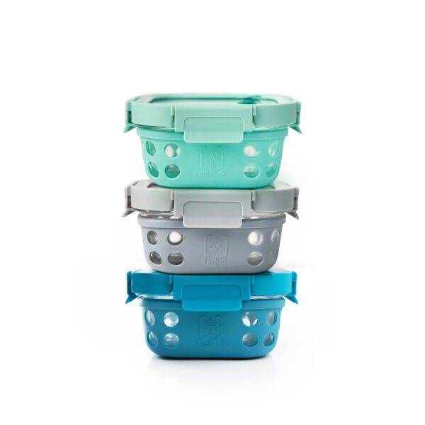 Glass Up Borosilicate Glass Lunch Box Set of 3 (500ml x 3) with Silicone Sleeve | Microwave Safe & Leak proof Tiffin Box By TintBox