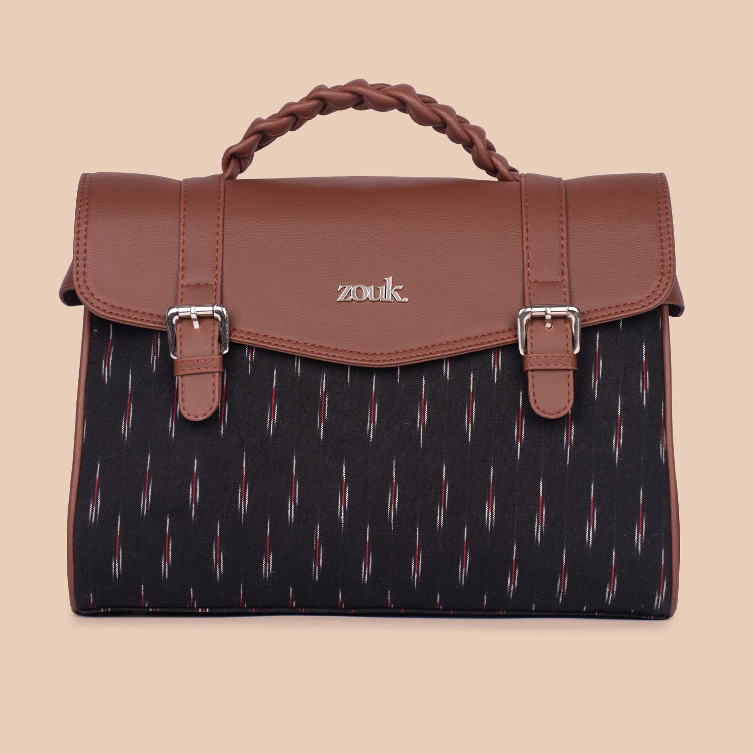 Konkona Heritage Satchel Bag - Ikat GreRed - Image 2