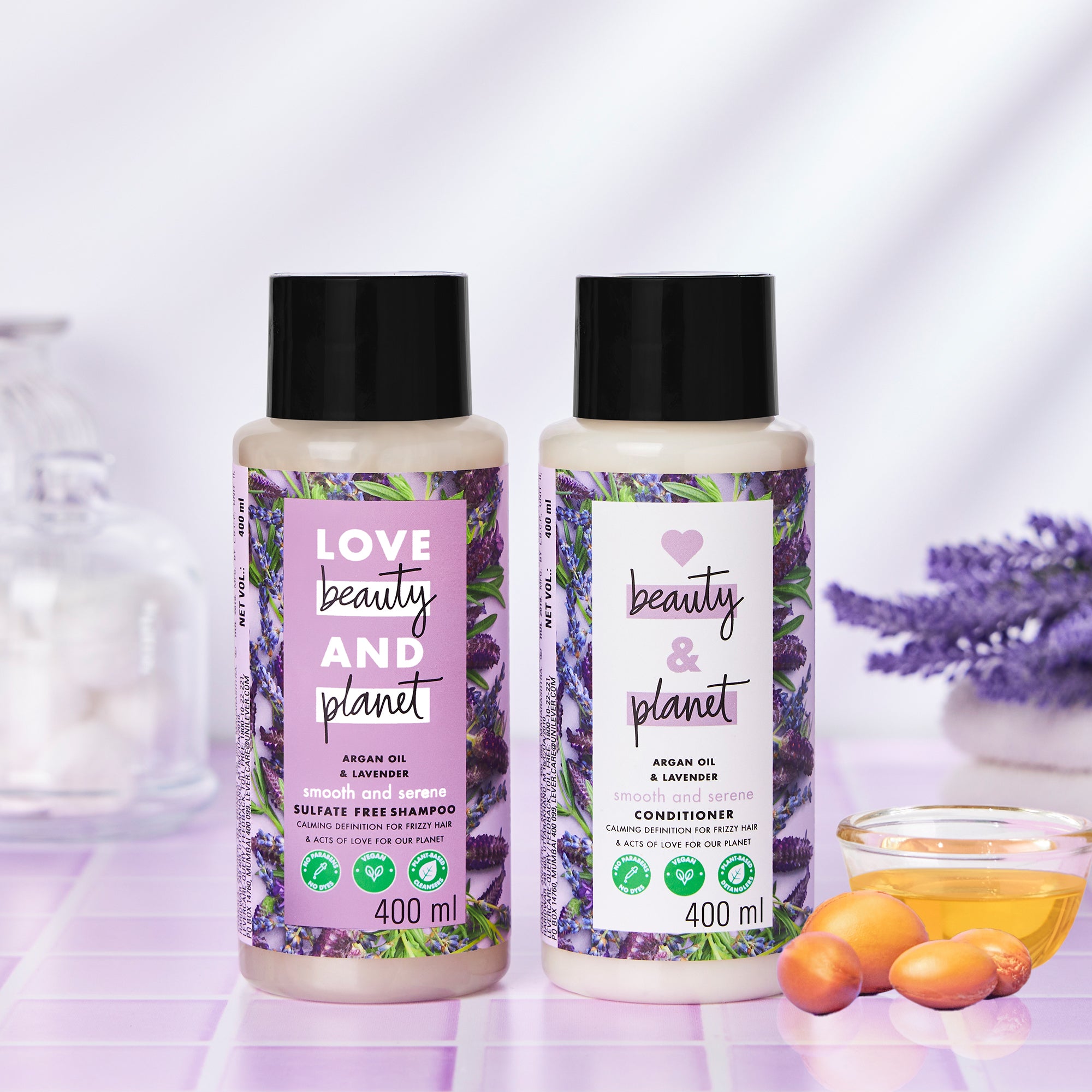 LoveBeauty_PlanetAntiFrizzCombo.jpg Argan Oil & Lavender Shampoo + Conditioner Combo - 400ml Each - Image 1