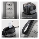 Motivational Borosilicate Glass Water Bottle 1 litre, Glass Sipper Bottle with Straw for Fridge, Office, Gym & Travel - Image 6