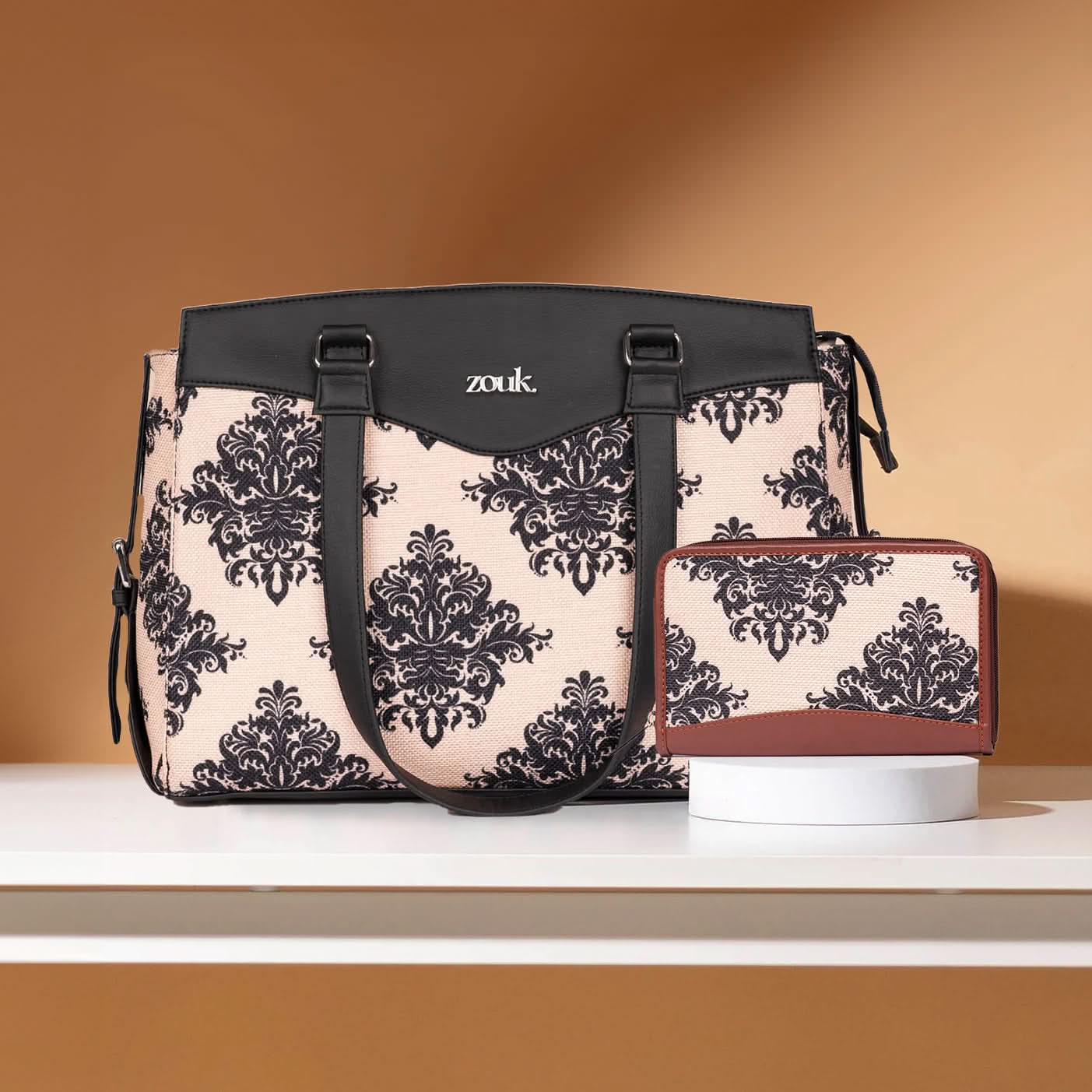 MughalMotif-Women_sWorkBag_ChainWalletCombo2.jpg Mughal Motif - Women's Work Bag & Chain Wallet Combo - Image 1