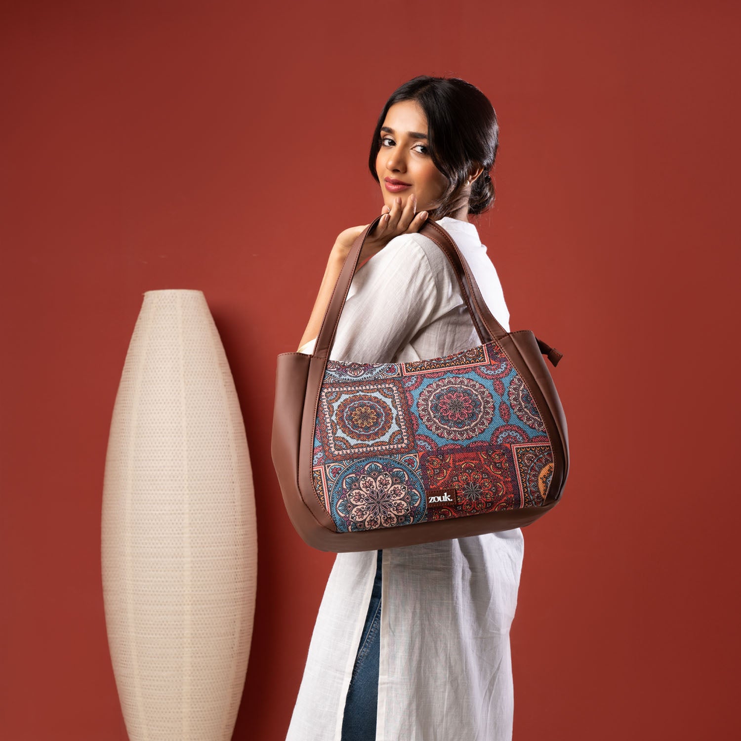 Multicolor Mandala Print Luna Handbag - Image 1