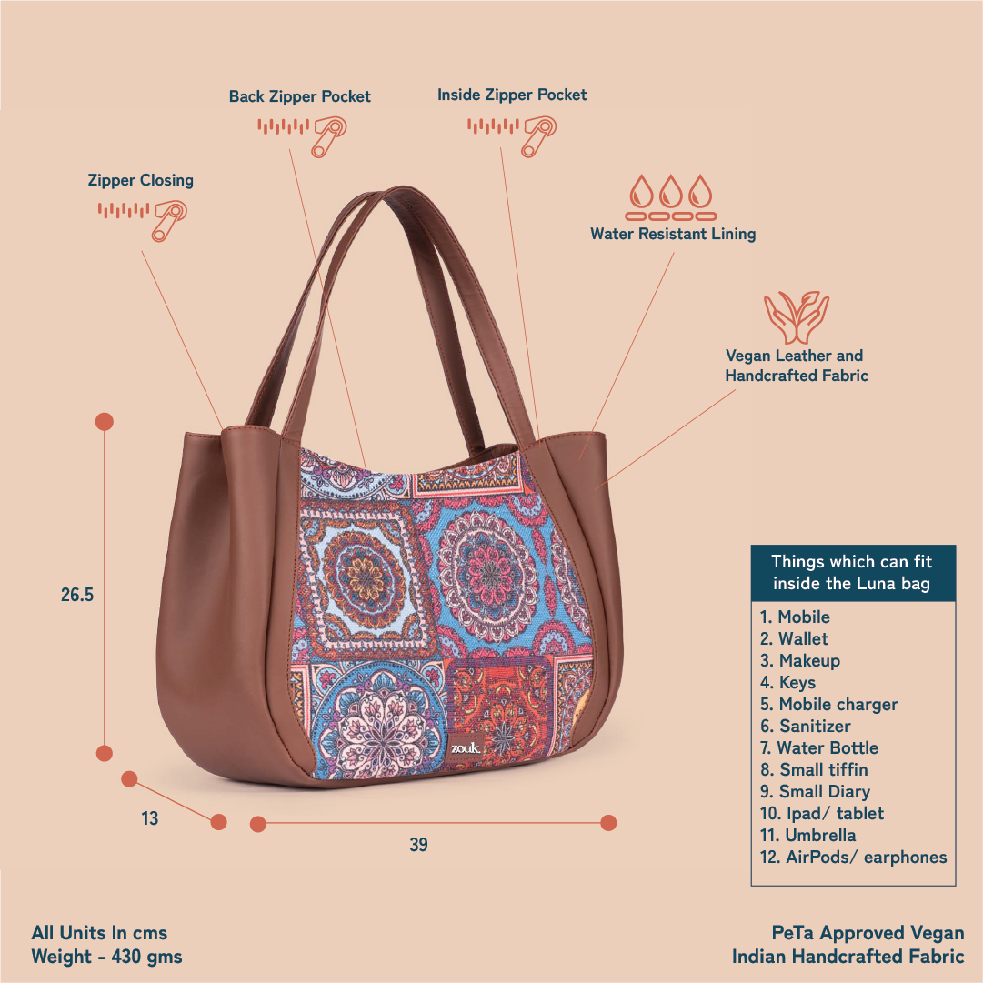 Multicolor Mandala Print Luna Handbag - Image 5
