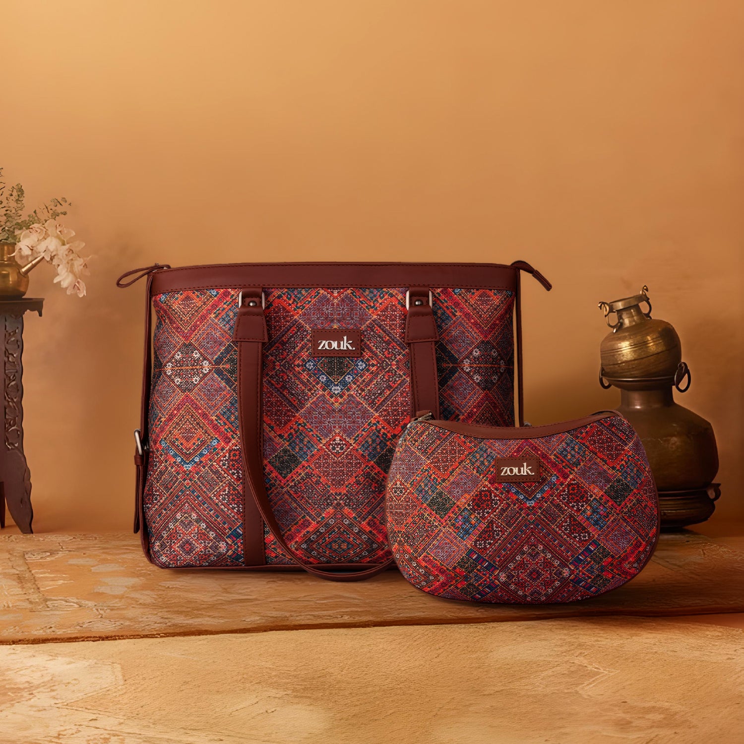 WOB_Structured_shoulder_bag-01.jpg Bhuj Rabari Structured Shoulder Bag and Women's Office Bag Combo - Image 1