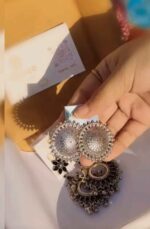 Vegan Oxidised Silver Earrings Combo (Set of 4) – Handcrafted & Cruelty-Free - Image 5